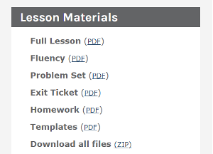 Image showing an example of the Lesson Material section for a module in the digital suite. 