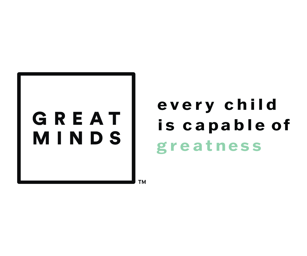 Great Minds logo and motto, every child is capable of greatness.